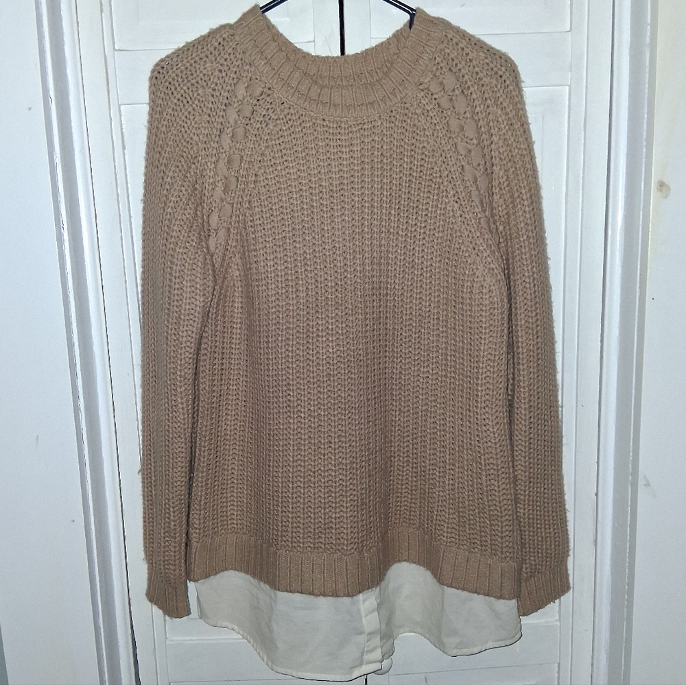 BB Dakota Tan Layered Hem Sweater